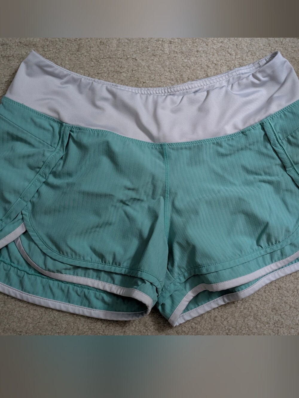 Hylete Women's Athletic Shorts in Teal and Gray